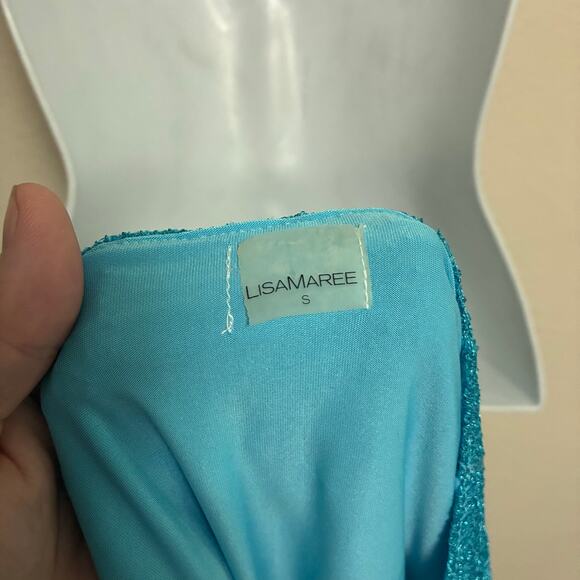 NWT! LisaMaree The 'Right Here Now' 2 Piece Crochet Set In Turquoise Size S - Picture 7 of 15